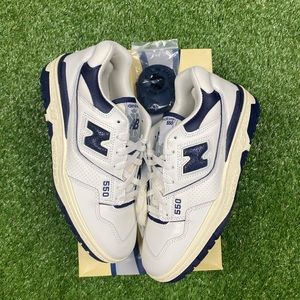 Deadstock new in box Aime Leon Dore x New Balance 550 sneaker Navy sz 8 mens